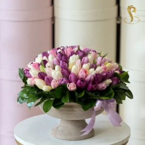 Tulip Enchantment fragrance bottle from Sweetspetals, featuring a blend of delicate tulips and floral notes, available in the USA.