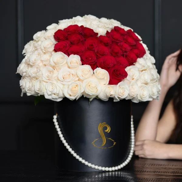 Beautifully arranged Signature Red Heart Rose Box by Sweets Petals, featuring fresh red roses in a heart-shaped design—perfect for expressing love and affection.